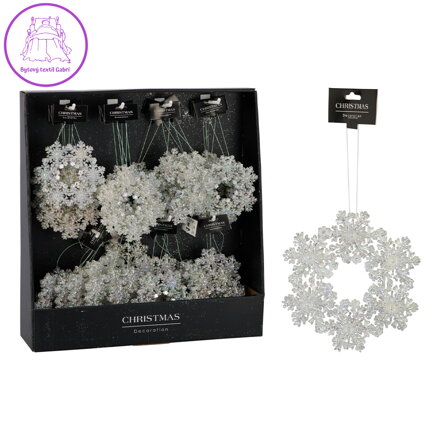 Závěsná dekorace - vánoční věnec 12 cm, stříbrná, mix /1ks Závěsná dekorace - vánoční věnec 12 cm, stříbrná, mix /1ks