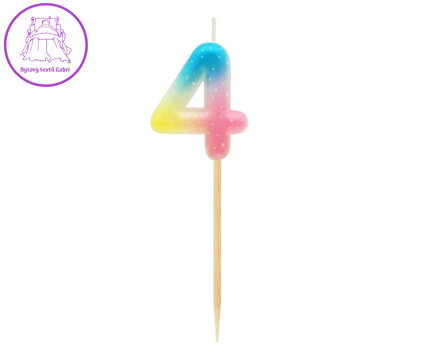 Dortová svíčka - číslice "4" pastelové ombré 11 cm