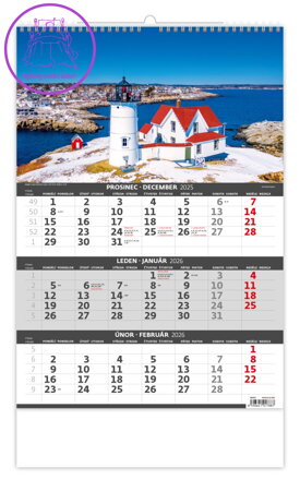 Nástěnný kalendář 2026 Pobřeží - tříměsíčník Nástěnný kalendář 2026 Pobřeží - tříměsíčník
