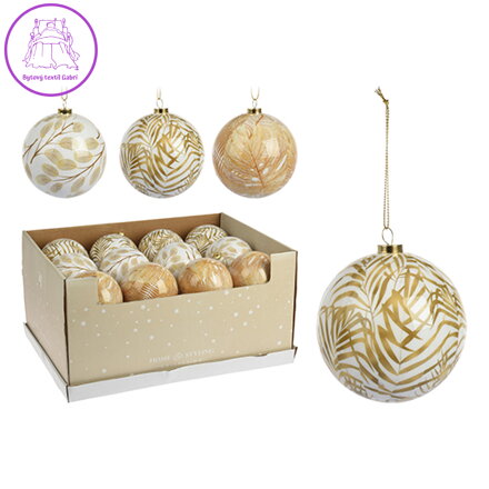 Vianočná guľa - 100mm, mix farieb zlatá,1ks