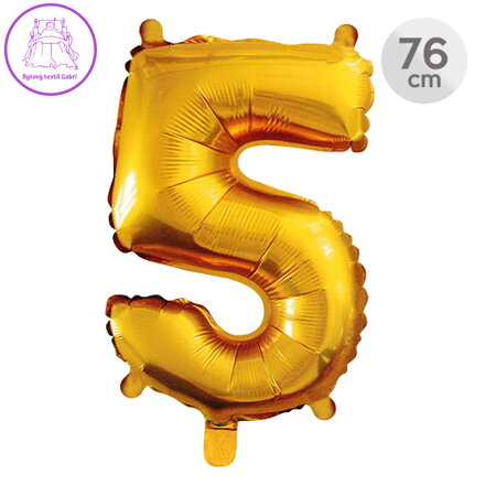 Balón narozeninový 76 cm - číslo 5, zlatý