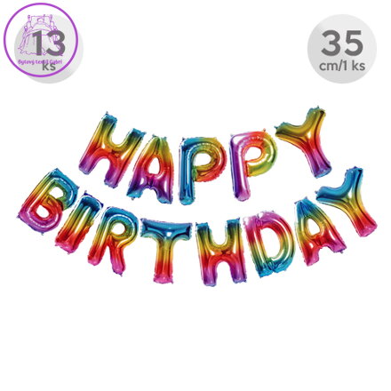 Balón narozeninový Happy Birthday 35 cm/13 ks, barevný
