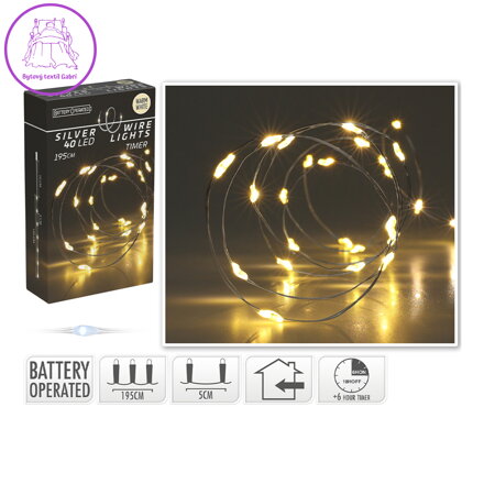 Světelný řetěz 40 LED teplá bílá, délka 195 cm