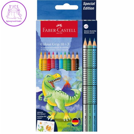 Sada pastelek Faber-Castell Colour Grip 10+3 metalické - Dino