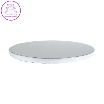 Pevný kulatý dortový podnos průměr 25 cm / tloušťka 12 mm - stříbrný