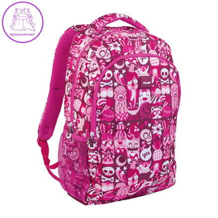 Školní batoh MILAN s 2 zipy Hey Girl pink 21l