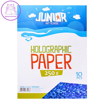 Dekorační papír A4 10 ks modrý holografický 250 g