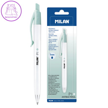 Pero kuličkové MILAN P1 Antibacterial 1,0 mm modré - blistr