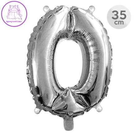Balón narozeninový 35 cm - číslo 0, stříbrný