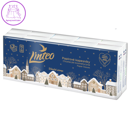 Hygienické kapesníky Linteo Vánoce DEN & NOC 10 x 10 ks (3 vrstvé)