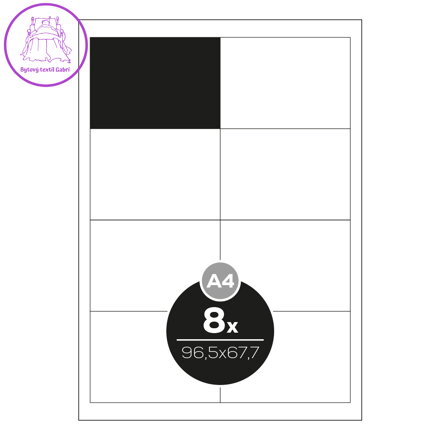 Etikety Top Stick A4/100 ks, 96,5x67,7 mm - 8 etikiet, biele