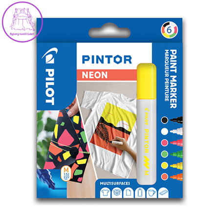 Dekoračný popisovač PILOT "Pintor Neon", sada 6 ks, hrot M