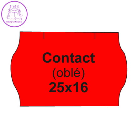 Etikety cen. CONTACT 25x16 oblé - 1125 etikiet/kotúčik, červené