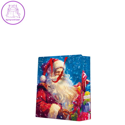 Dárková taška stredne velká - Santa Claus with gift boxes 20x10x25 cm
