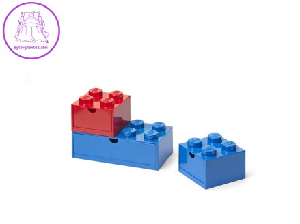 LEGO stolní boxy se zásuvkou Multi-Pack 3 ks - červená, modrá