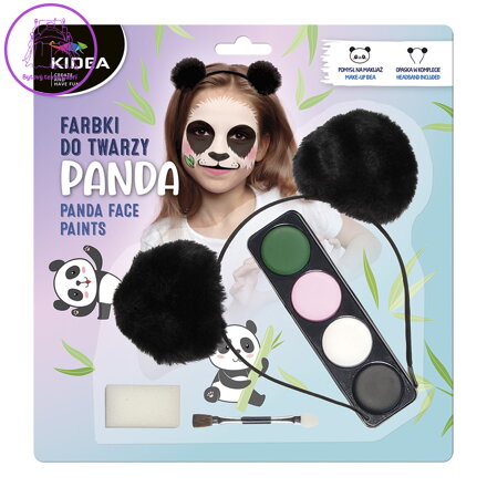 Barvy na obličej PANDA - 4 barvy + štětec a čelenku (sada)