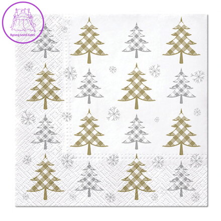 Ubrousky TaT 33x33cm Christmas Tree Check (gold and silver) Ubrousky TaT 33x33cm Christmas Tree Check (gold and silver)