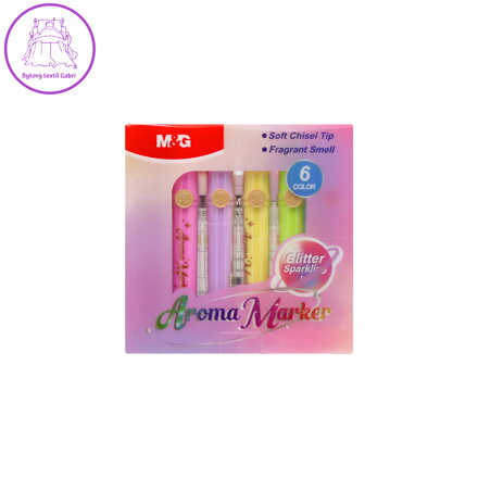 Zvýrazňovač M&G Aroma Marker Glitter (sada 6 barev) Zvýrazňovač M&G Aroma Marker Glitter (sada 6 barev)