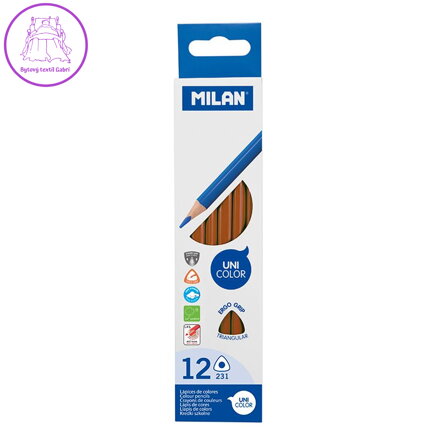 Pastelky MILAN Ergo Grip trojhranné, Brown