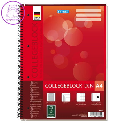 Blok A4 College s boční spirálou čtverečkovaný 80 L
