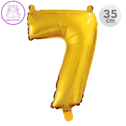 Balón narozeninový 35 cm - číslo 7, zlatý