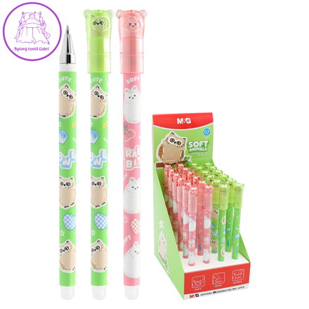 Gelový/gumový váleček M&G iErase Soft Animals - Sova (mix barev) - modrá náplň