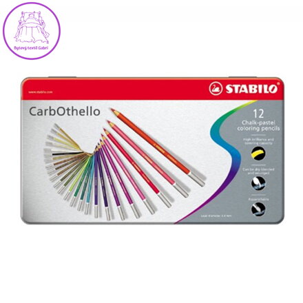 Pastelky CarbOthello pastelová křída v dřevěné tužce, 12 ks kovové balení
