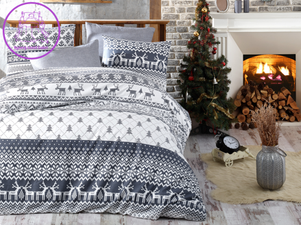 Vánoční bavlněný povlak na polštář Christmas grey