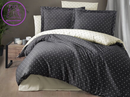 Prodloužené povlečení Satén 140x220, 70x90cm Serena antracit