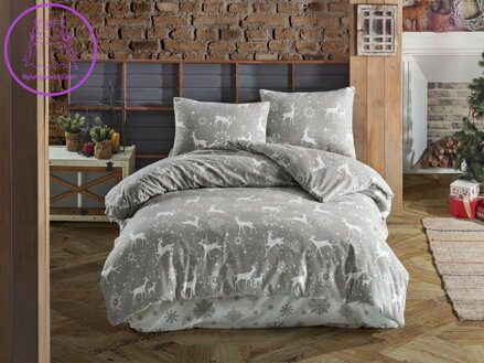 Flanelové francouzské povlečení 240x220, 70x90 Escama grey
