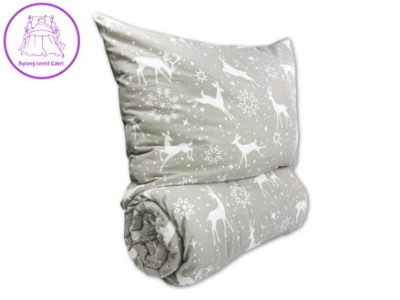 Flanelové francouzské povlečení 240x220, 70x90 Escama grey