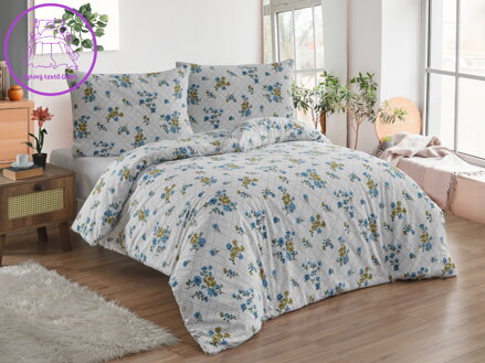 Flanelové francouzské povlečení 240x200, 70x90 Olivie blue