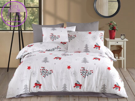Vánoční povlečení bavlna 140x200, 70x90cm Klaudie