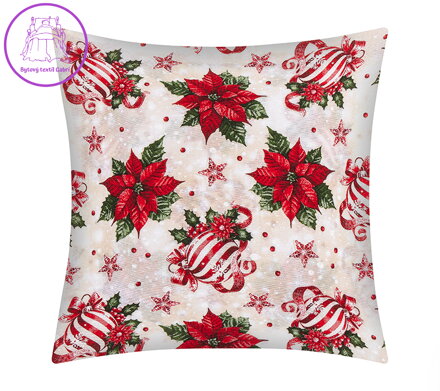 Vánoční povlak na polštářek 40x40 cm ozdoby červené