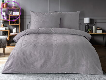 Luxusní žakárové povlečení 140x200, 70x90cm listy světle šedé