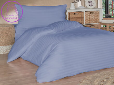 Povlečení saténový proužek 140x200, 70x90cm modré