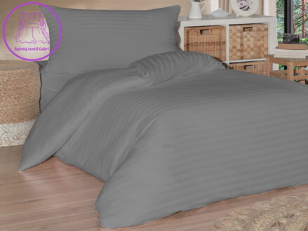 Povlečení saténový proužek 140x200, 70x90cm šedé