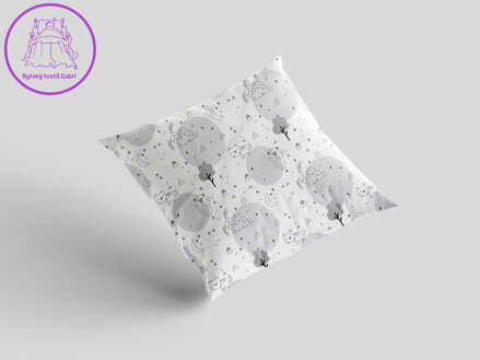 Krepový povlak na polštář 40x40 cm s dětským motivem zvířátka v zahradě