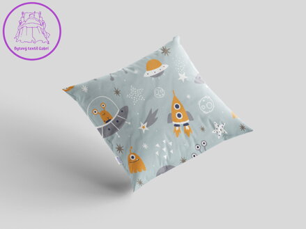 Krepový povlak na polštář 40x40 cm s dětským motivem vesmírné ufo