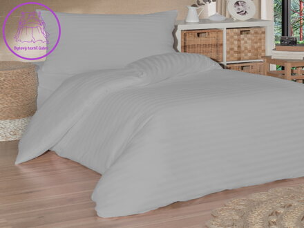 Povlečení saténový proužek 140x220, 70x90cm šedé