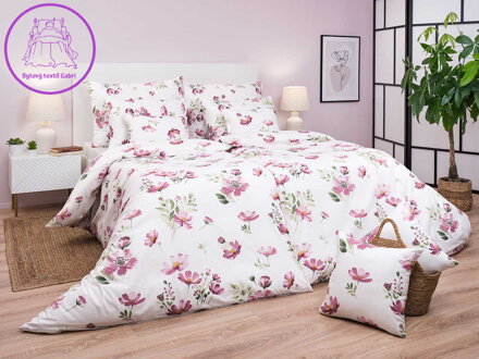 Povlečení bavlna Sasanka pudrová 140x200, 70x90 cm II.jakost