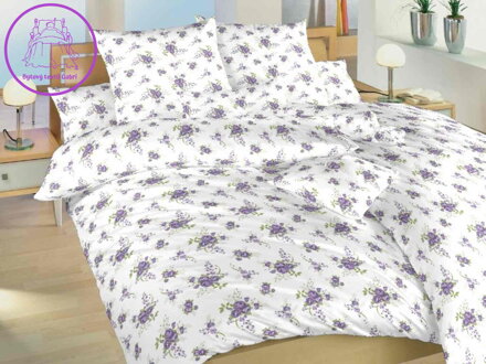 Povlečení krep Velké růže fialové 140x200, 70x90 cm