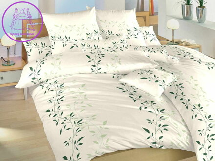 Dadka Povlečení flanel Mandevila zelená na banánovém 140x200, 70x90 cm