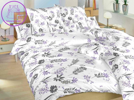 Dadka Povlečení bavlna Agáta fialová na bílém 140x200, 70x90 cm