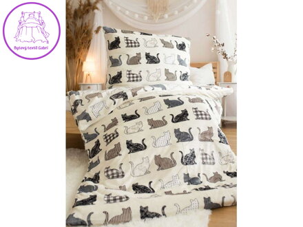 Jerry Fabrics Povlečení mikroflanel Kočky 140x200, 70x90 cm
