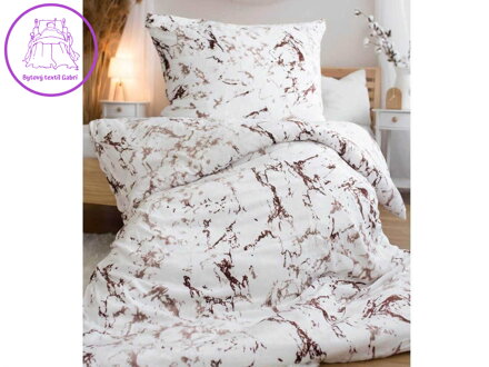 Jerry Fabrics Povlečení mikroflanel Mramor hnědý 140x200, 70x90 cm