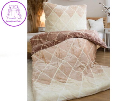 Jerry Fabrics Povlečení mikroflanel Káry béžové 140x200, 70x90 cm