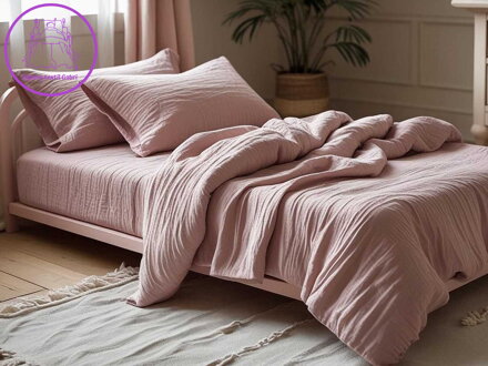 Povlečení mušelín Violet-rose 140x200, 70x90 cm