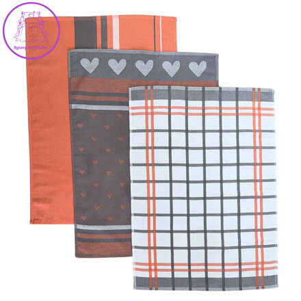 Svitap Utěrka Extra savá 50x70 cm Srdíčka losos/šedá 3 ks