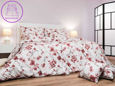 Dadka Povlečení bavlna Kvítí terracota na bílém 140x200, 70x90 cm Dadka Povlečení bavlna Kvítí terracota na bílém 140x200, 70x90 cm